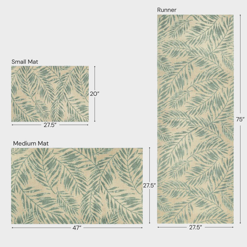 Tapis de sol Palm Leaf, Sauge, L 28 po x L 47 po