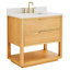 Dayton 36" Woodgrain Vanity With Pure Quartz Top And Ceramic Basin