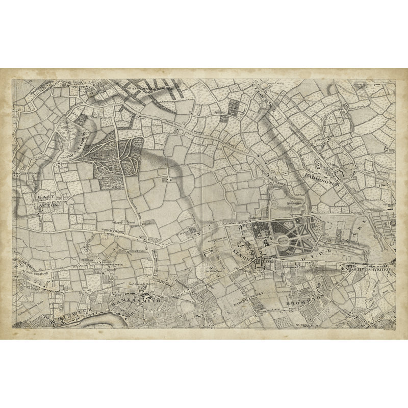 Map Of London Grid VI - Wrapped Canvas Print, 30cm H x 46cm W