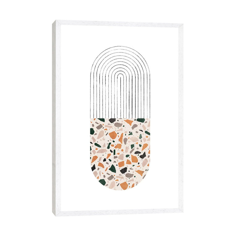 Terrazzo Arch - Painting on Canvas, 66.04cm H x 45.72cm W x 3.81cm D, White Framed