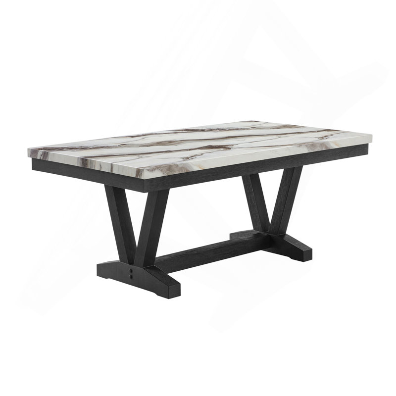 Table de salle à manger en marbre noir et blanc