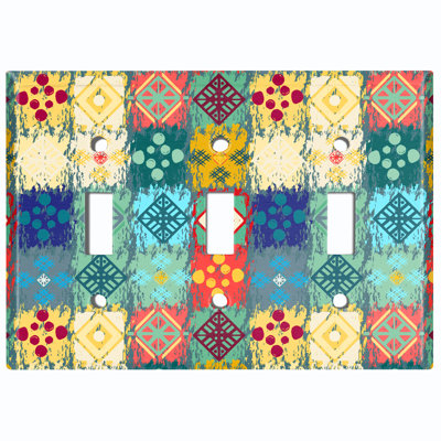 Patterned 3 - Gang Toggle Light Switch Standard Wall Plate