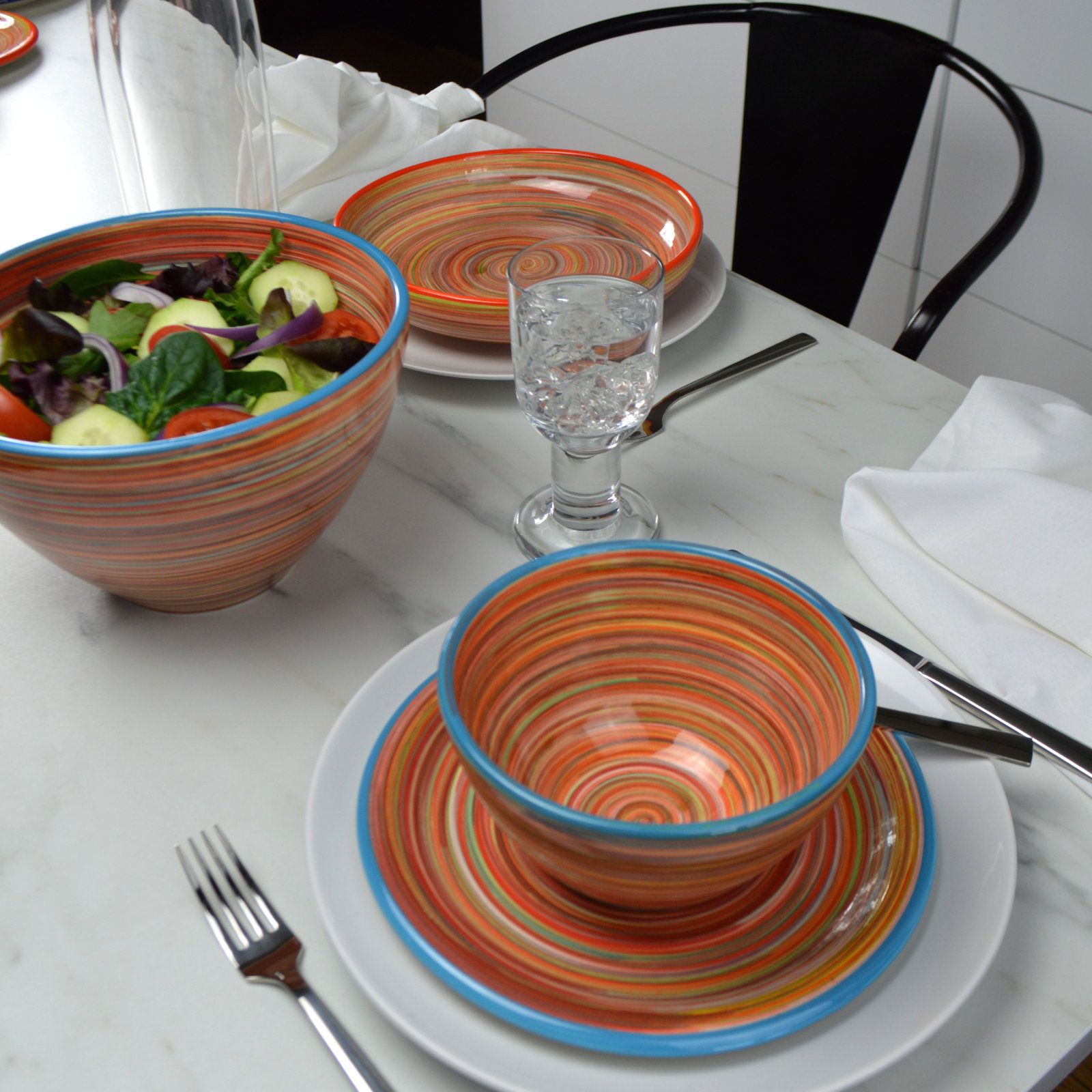 Raia Earthenware Cereal Bowl, Multicolor Orange 