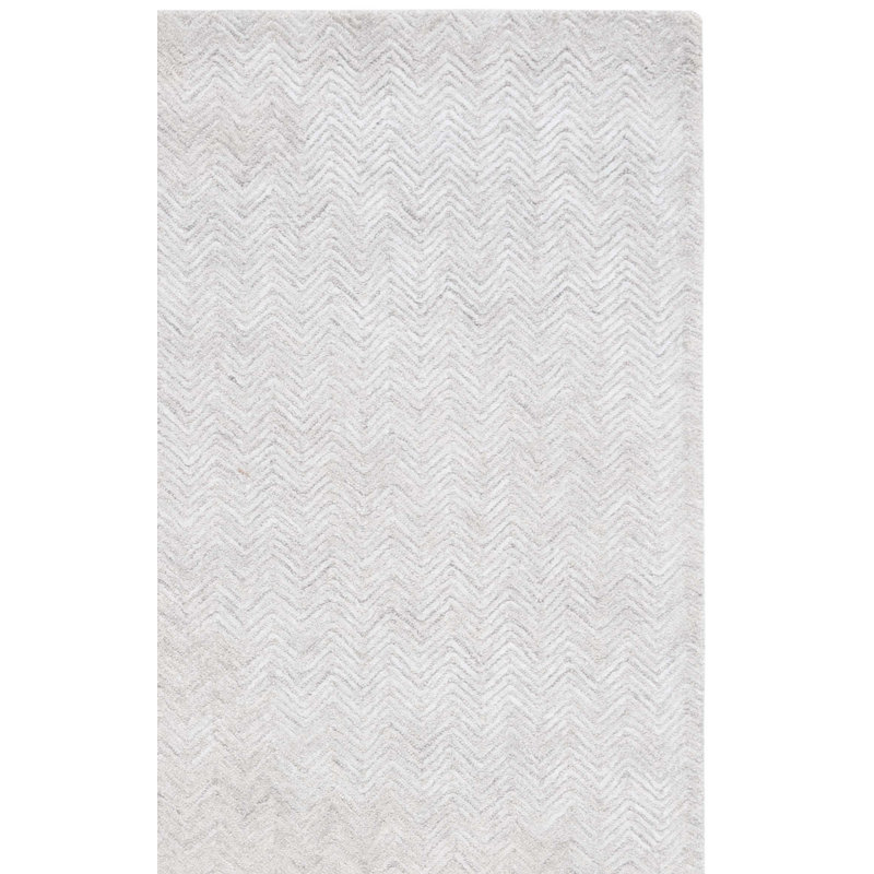 Nidhish Hand Tufted Viscose Wool Cotton Chevron Rug, Rectangle 8' x 10'