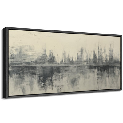 Minimalist Gray Abstract Skyline Reflection Landscape Wall Decor Extra Large Pictures Framed Canvas Print Wall Art