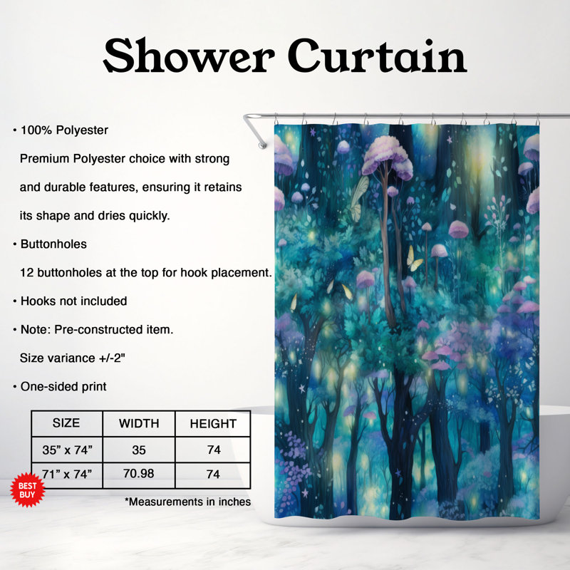 Rideau de douche Woodland Sanctuary - Premium, H 74 po x l 71 po