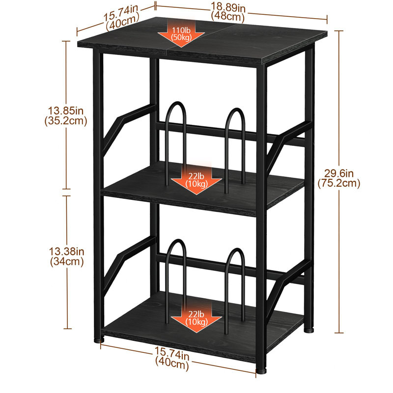Manufactured Wood,Metal 75.2cm H Media Shelves, Black