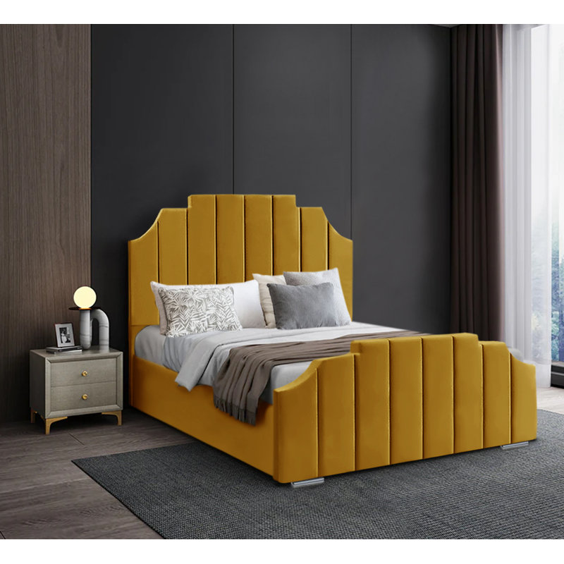 Awet Upholstered Bed, Mustard, Double (4'6)