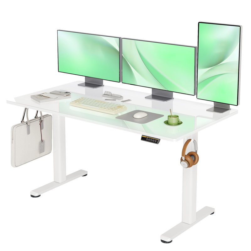 Bureau debout à hauteur ajustable Maysie, Blanc, 46.4" H x 55" W x 23.6" D