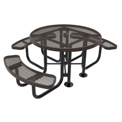 COATEDOUTDOORFURNITURE 46In Round Picnic Table, Expanded, Brown