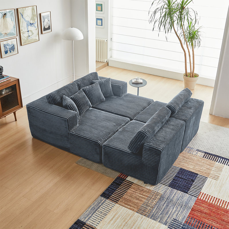 Ensemble de canapé modulaire en tissu Corduroy Cloud Couch