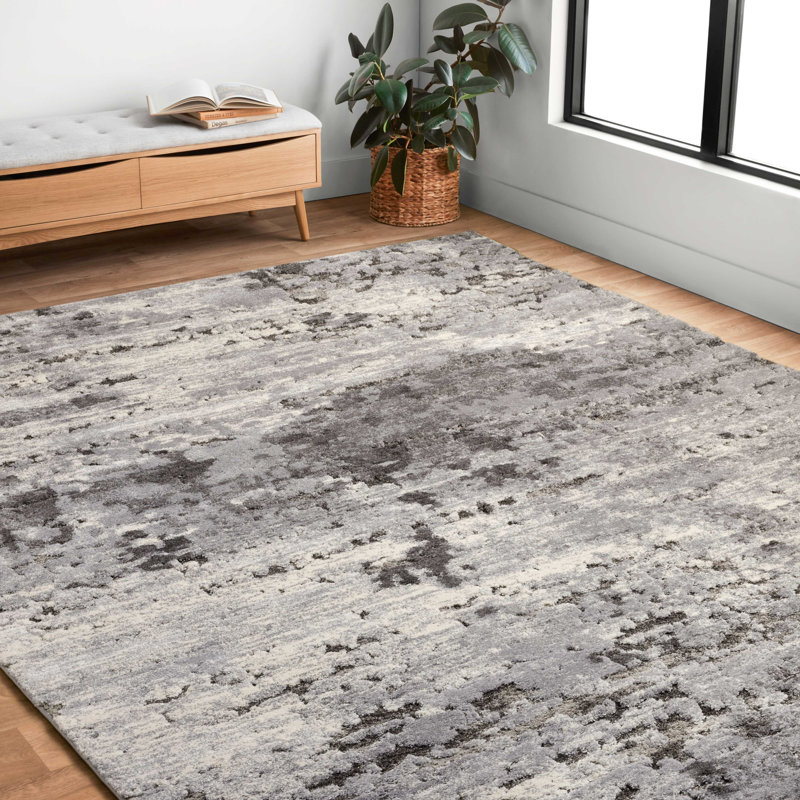 Tapis gris à motif abstrait Ballymena, Tapis de couloir 2 pi 7 po x 7 pi 8 po
