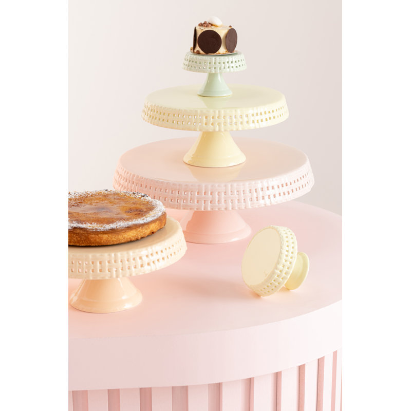 Cake Plate Ceramic Peach Large, Peach