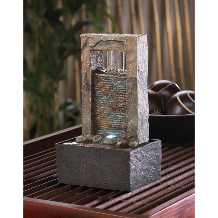 Omro Outdoor Weather Resistant Tabletop Fountain with Light
