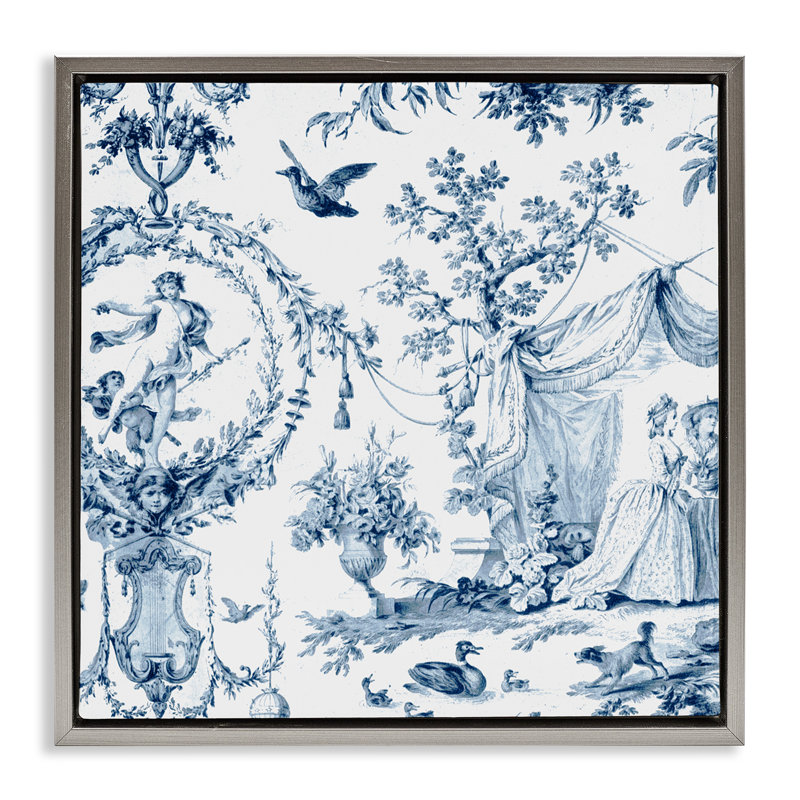 Cadre flottant Classic Toile Scene, design par Vintage Hustle, H 25 po x l 25 po, Cadre flottant gris lustré