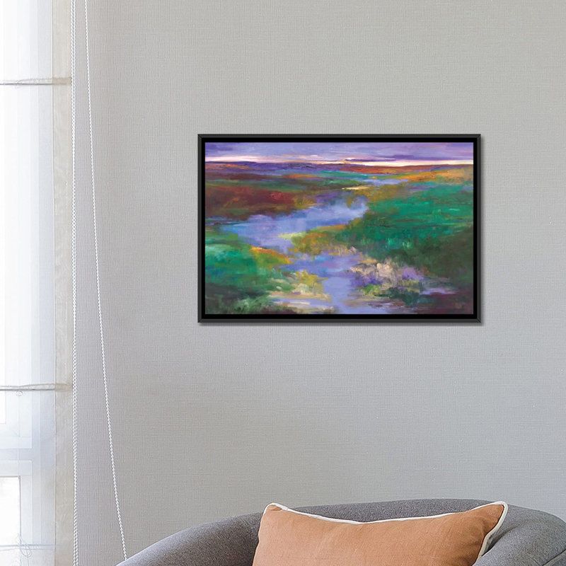« distante foothills », impression sur toile, H 18 po x l 26 po x P 1,5 po, Toile avec cadre noir, Pas de tapis