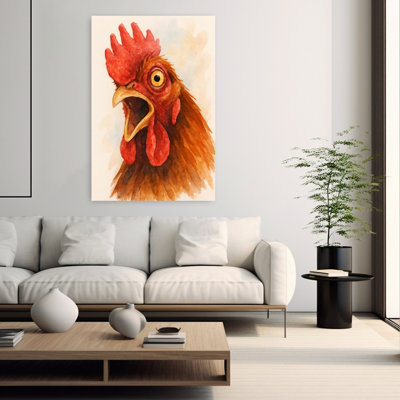 Drôle de coq criant, audacieux, oiseau moderne, animal, nature, art mural