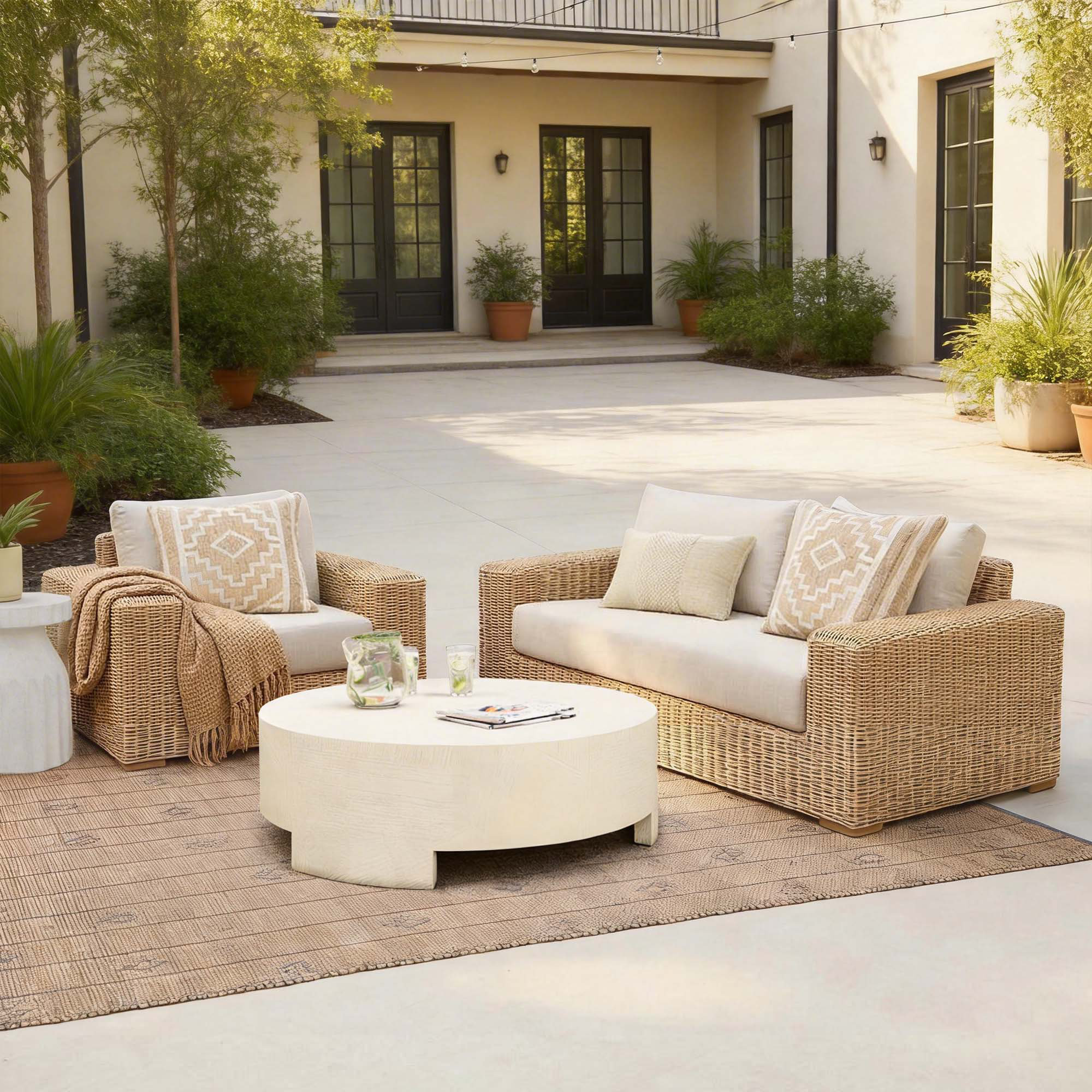 Emery Wicker 2 Piece Patio Lounge Set