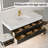 48" Wall-Mounted Single Sink Bathroom Vanity With White Stone Countertop, LED Light & 6 Soft-Close Drawers, Modern Design-971075694
