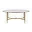 Table basse moderne à plateau ovale en marbre avec pieds en métal, assemblage requis