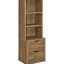 Mango 3 chambres, lit double, tête de lit avec bibliothèque et tables de chevet, rangement ouvert, stratifié Scratch, tiroirs verrouillables, charge en C, design contemporain avec tête de lit, tables de chevet, finition,