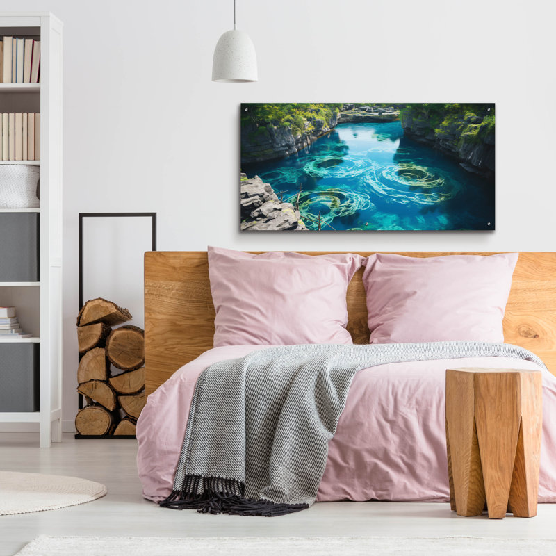 Art mural en verre acrylique Latitude Run® «Lagoon» par r3darch0n, H 24 po x l 48 po