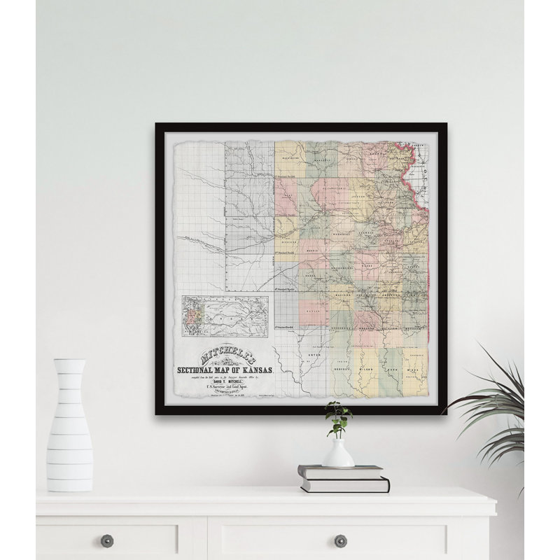 Carte sectionnelle du Kansas - cadre photo, H 32 po x l 32 po x P 1,5 po
