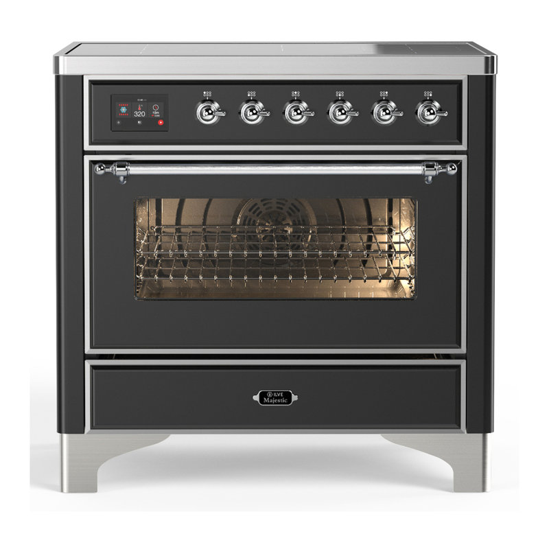 Cuisinière à induction 36 pouces avec 6 éléments à induction en graphite mat Majestic III Series (garniture chromée)