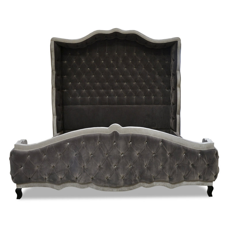 Liam Velvet Wingback Bed, Queen