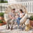 Double Egg Chair Indoor Outdoor Stationary Oversized Thicken Padded Cushions,2 Person Egg Loveseat Chair With Cup Holder& Rain Cover 700lbs,Beige-1587655140