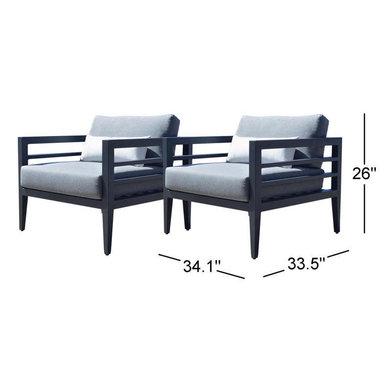 Chaise de patio Winthrop avec coussins Sunbrella®, Tissage uni ardoise coulée Sunbrella®