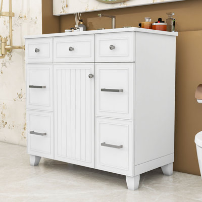 Patnaude Modern Freestanding Single Bathroom Vanity with Sink Top, Ample Storage and Soft-Close Door