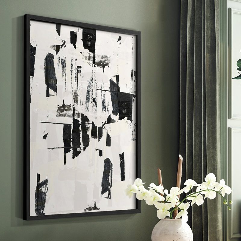 «Tiles & Texture Abstract Angles VI», reproduction encadrée - bois massif, Noir, H 10 po x l 8 po