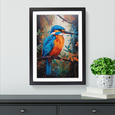 Kingfisher Expressionism Art - Framed Print
