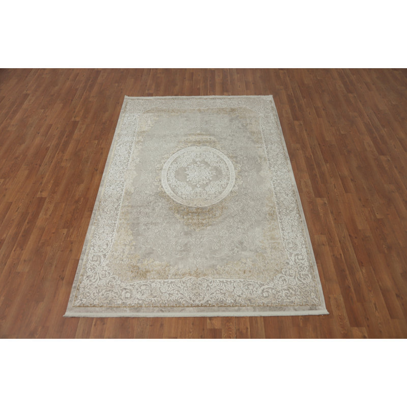 Tapis ovale élégant de style rétro avec médaillon 5 x 7