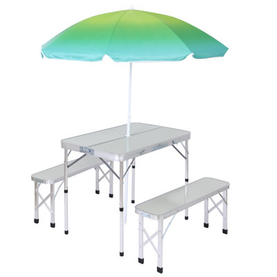Picnic Table and Umbrella, Folding Picnic Table by Ebern Designs
