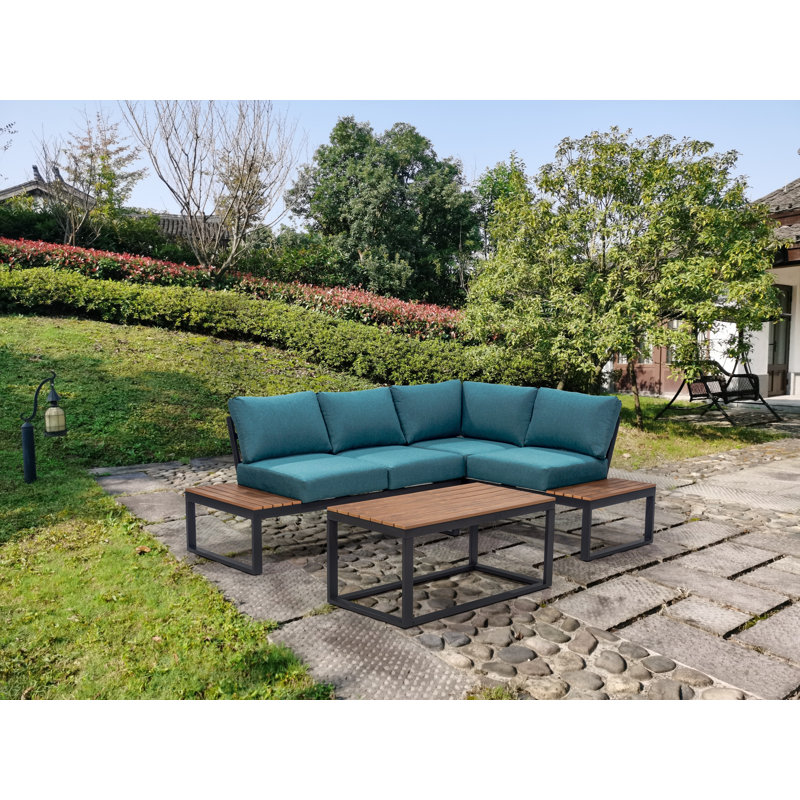 Camberwell 4 - Person Patio Conversation Set with Cushions, Blue