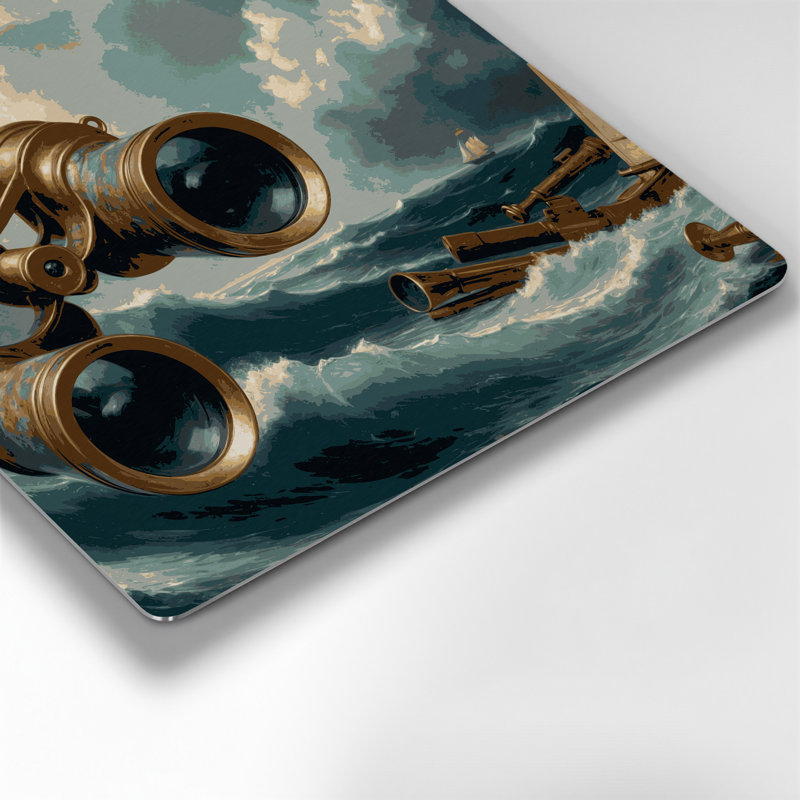 Art mural en métal noir Jumelles nautiques, 12" H x 12" W