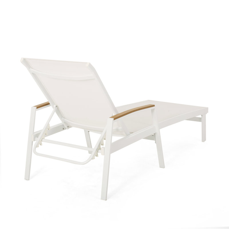 Burnam Outdoor Metal Chaise Lounge Set with Table, White