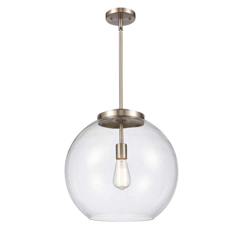 Luminaire sphère suspendu à 1 lumière Ralph, Nickel satiné brossé