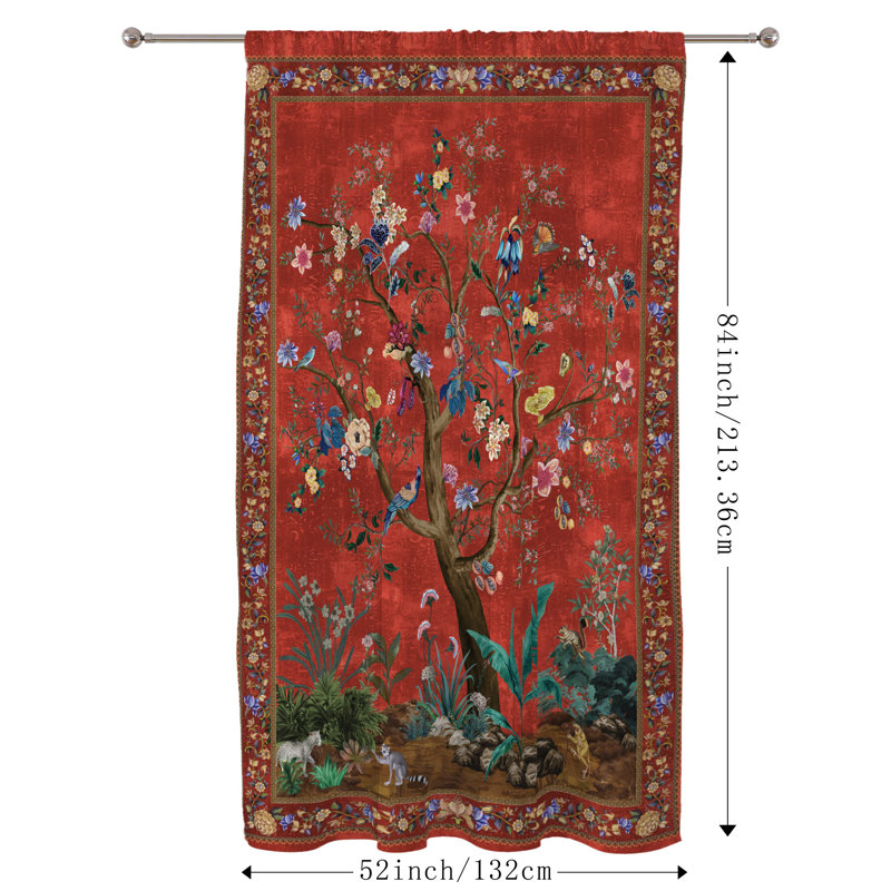 Mitsuhiro 100% Polyester Blackout Window Curtain 1 Panel (52" x 84"), Red