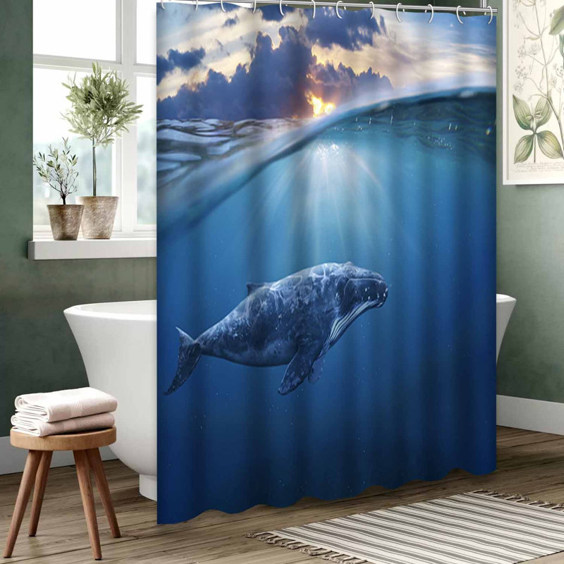 Rideau de douche bleu imperméable, rideaux de douche pour la salle de bain avec 12 crochets, 72" L x 84" W