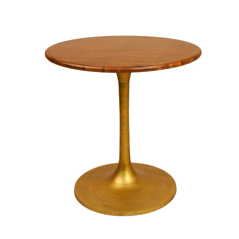 Table de salle à manger 30 po, H 29,63 po x L 30 po x l 30 po, Brun / or