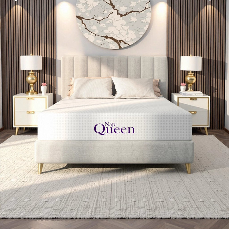 NapQueen 12 Inch Full Size Memory Foam Mattress with Charcoal Infusion, Medium Firmness, White - Ideal for Stomach Sleepers