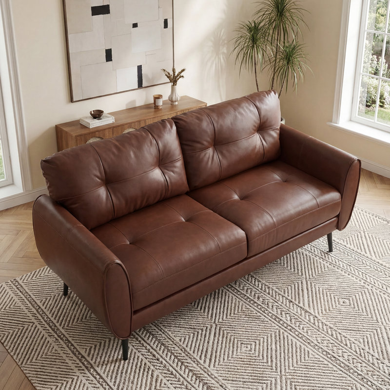 Corvo 61'' Faux Leather Loveseat, Corvo Brown Faux Leather