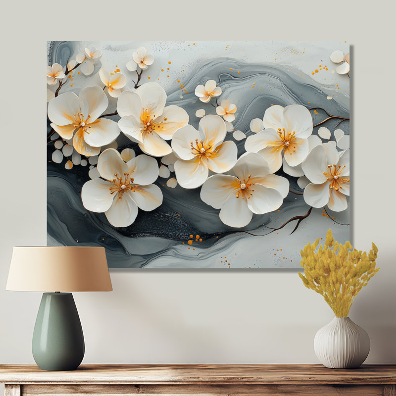 Velours noir fleurs de cerisier I - art mural encadré fleur de cerisier, H 30 po x l 40 po, Toile tendue, Ne s’applique pas