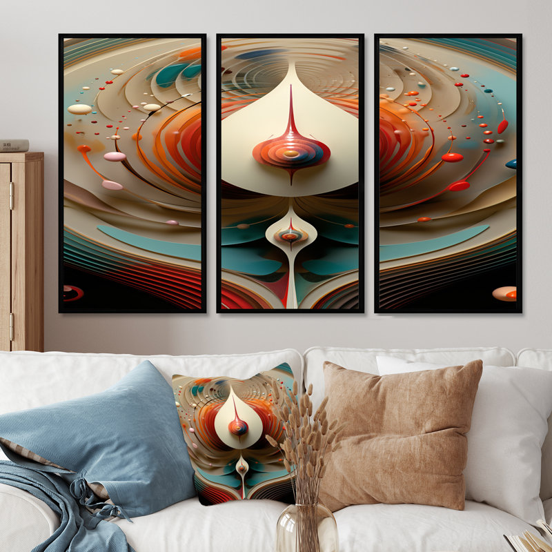 Awakening Of Origine - ensemble de reproduction d'art abstrait mural, Cadre flottant noir, H 40 po x l 60 po x P 1 po