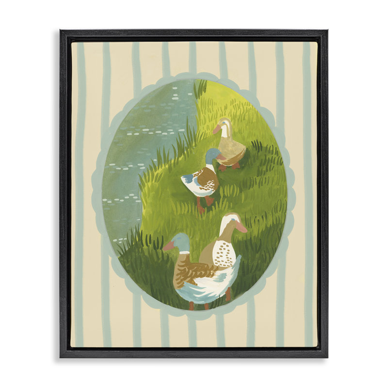 Cadre flottant Cottage Core Ducks, par Evelyn Coleman, Cadre flottant noir de jais, H 21 po x l 17 po