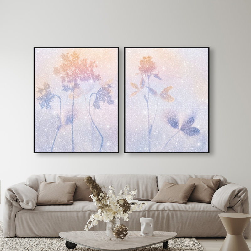 Lavender Shadows Set Set by Oliver Gal, 37"H x 46"W, Black Floater Frame