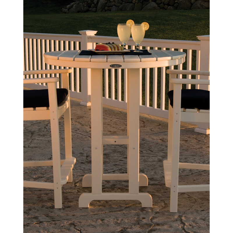 POLYWOOD Round Farmhouse Counter Table, 36", White